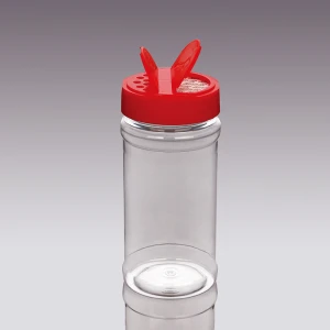 Clear Plastic Salt Shaker with Double Open Flip lids 360ML Cooking Seasoning Pepper Jars PET Plastic Spice Jar