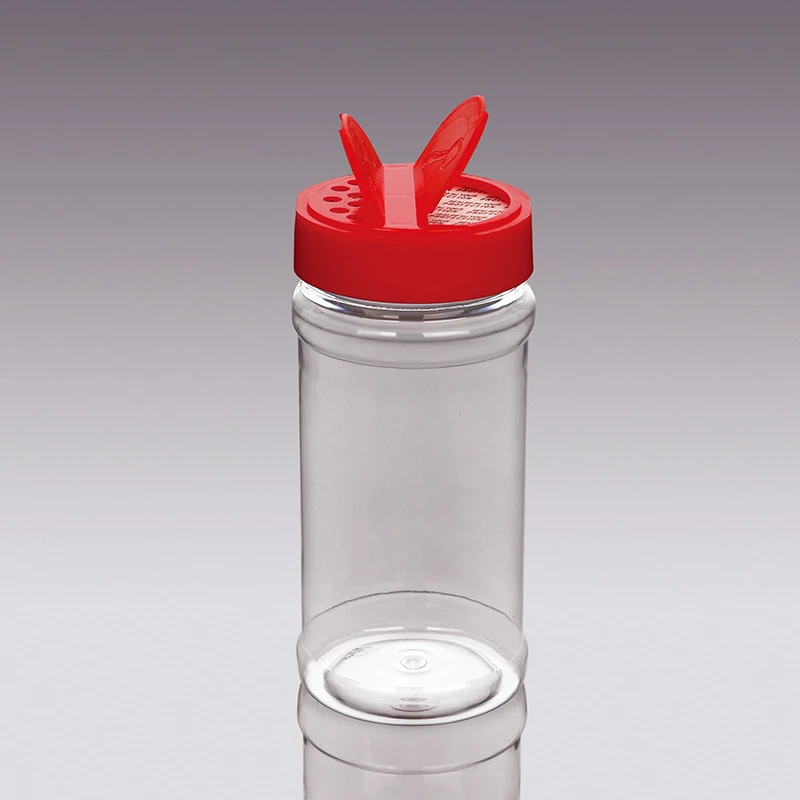 Clear Plastic Salt Shaker with Double Open Flip lids 360ML Cooking Seasoning Pepper Jars PET Plastic Spice Jar