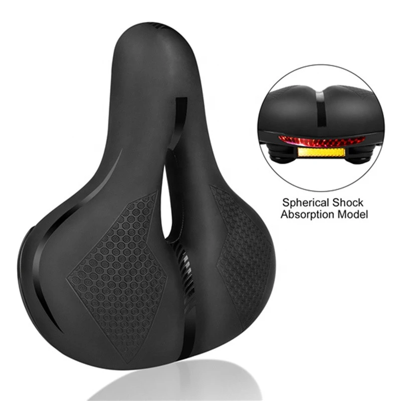 Comfortable MTB Mountain Breathable Bicycle Saddle Seat Wide Cushion with Reflective Strap Shock Absorption Cycling Saddles