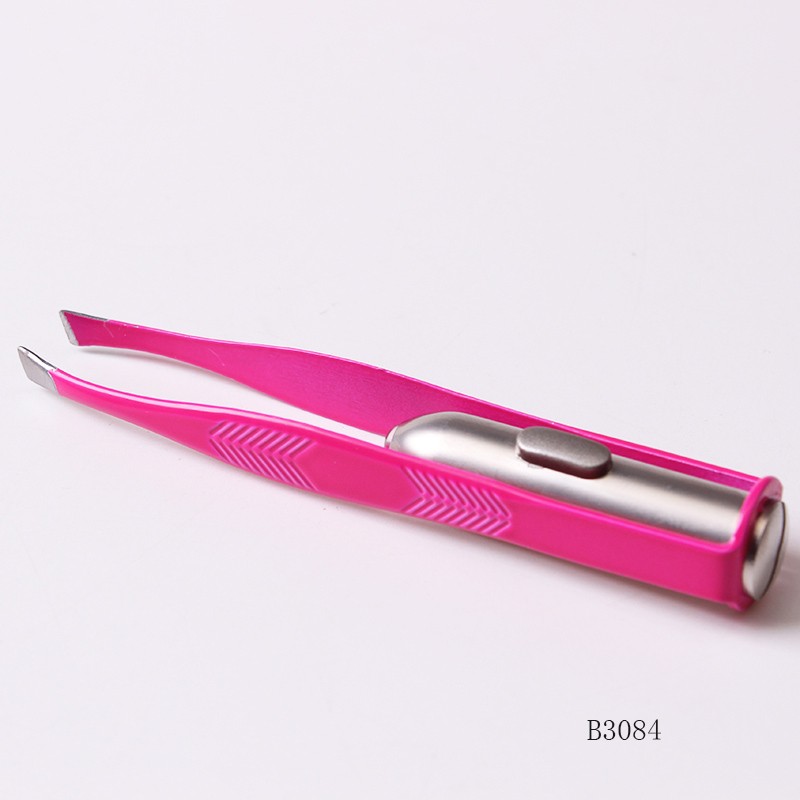 Connie Cona wholesale newest professional clip plier stainless steel LED light eyebrow tweezer