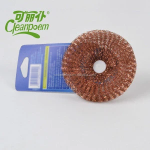 Copper Mesh Scourer With Handle For Kitchen Pan Cleaning