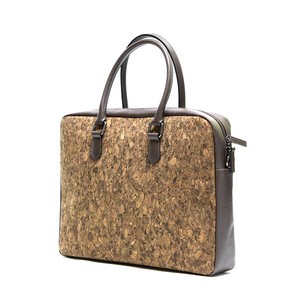 cork leather laptop bag briefcase men&#39;s business carrier shoulder strap eco friendly