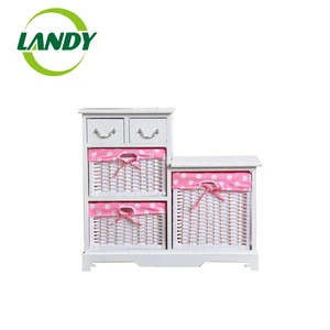 Cotton Fabric Drawer Craft Solid Wood Small Baby Storage Cabinet