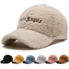 Custom Baseball Hat Embroidery Autumn And Winter Teddy Velvet Elastic Baseball Cap With A Thick Warm Lamb Wool Baseball Caps
