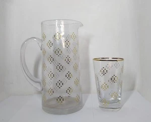 custom colored ice cold drinking glass water pitcher jug set with handle