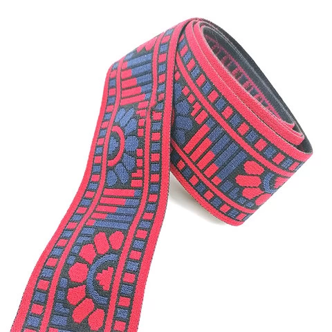 Custom flower pattern jacquard waistband elastics webbing print strap