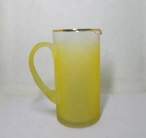custom hand blown colored glass water pitcher with gold rim