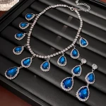 Custom Jewelry Set Sapphire Diamond Necklace And Earring Women Bridal Wedding Jewelry Set