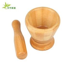 Custom Large Size Bamboo Mortar and Pestle