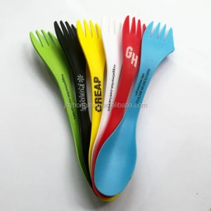 custom logo colorful plastic fork spoon creative multifunction spork