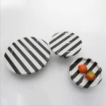 Custom Modern Style Black and white stripes marble stone flower vase Bathroom tray Home Decoration Set