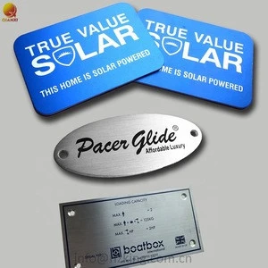 Custom print die cut metal label plate 3M Self adhesive brand name logo stickers Anodised aluminium nameplates