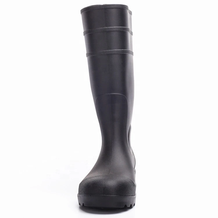 Custom Printing Black PVC Worker Boot Waterproof Rain Boot Knee High Rain Boot Gumboots Rain Footwear Wellies