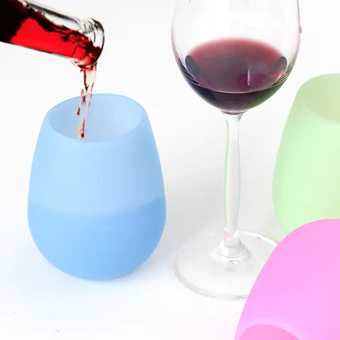 Custom Silicone Wine Glasses Cups Cups & Saucers with Lid Minimalist OEM Party Unbreakable Collapsible Silicone 80g Travel 250ml