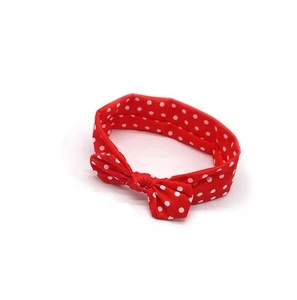 Custom Wholesale Red Ribbon With Polka Dots Bow Band Baby Girls Headband