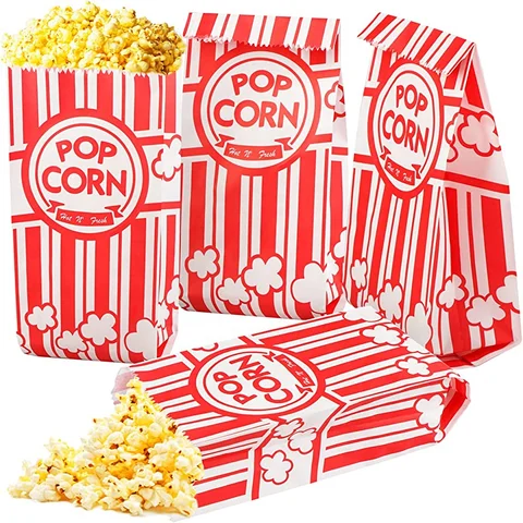 Customized personalized logo popcorn food packaging bags standing kraft paper packaging bags can be sealed with a tin strip