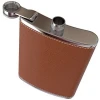 customized PU leather cover stainless steel 8oz hip flask for liquor alcohol