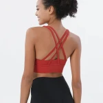 Customized Womens Double Sided Sports Tank Top Brushed Cross Back Shock-Absorbing Gathered Yoga Fitness Bra Womens Yoga Sports