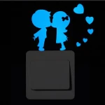 Cute Cartoon Blue Fluorescent Wall Sticker Removable Switch Luminous Stickers