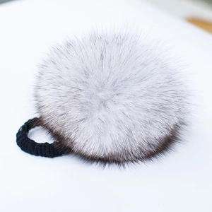 CX-E-03 Genuine Fox Fur Ball Elastic Hair Band
