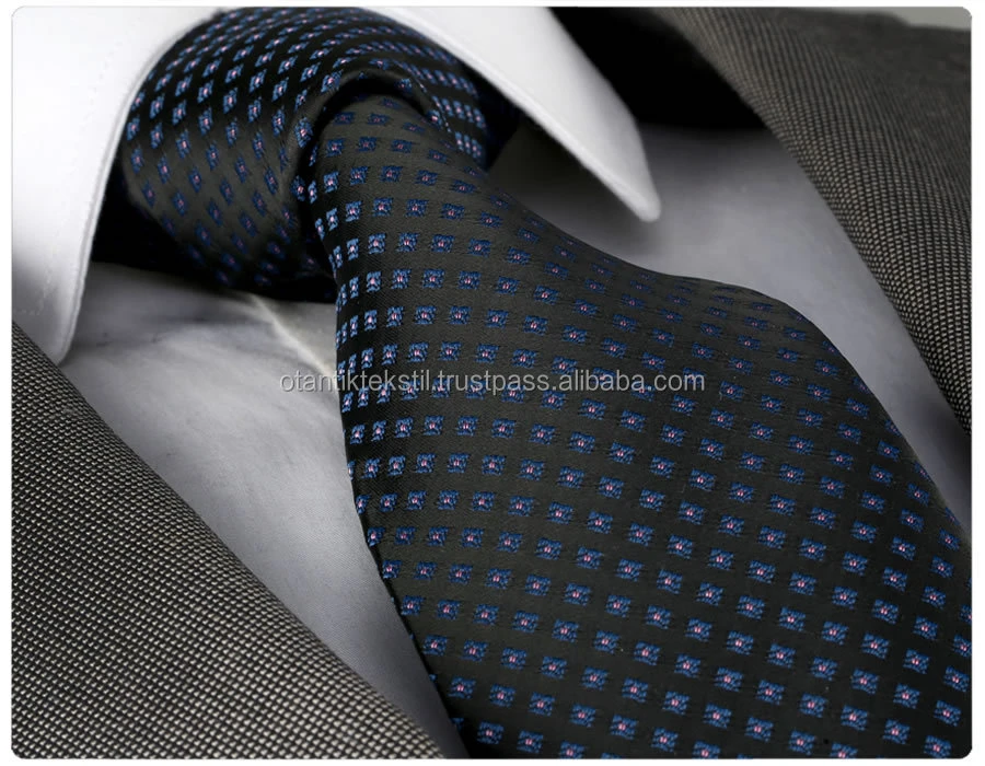 Dark Blue Checked Silk Tie, Necktie, Neck Tie, Corbata, Gravate, Krawatte, Cravatta, Fashion Tie AD5710 Exve