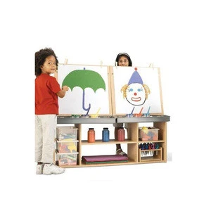 Daycare Furniture Kids Drawing Board Wooden Art Easel Painting Easel