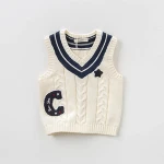 DB7633 dave bella spring infant baby boys sleeveless pullover sweater fashion clothes toddler children knitted vest