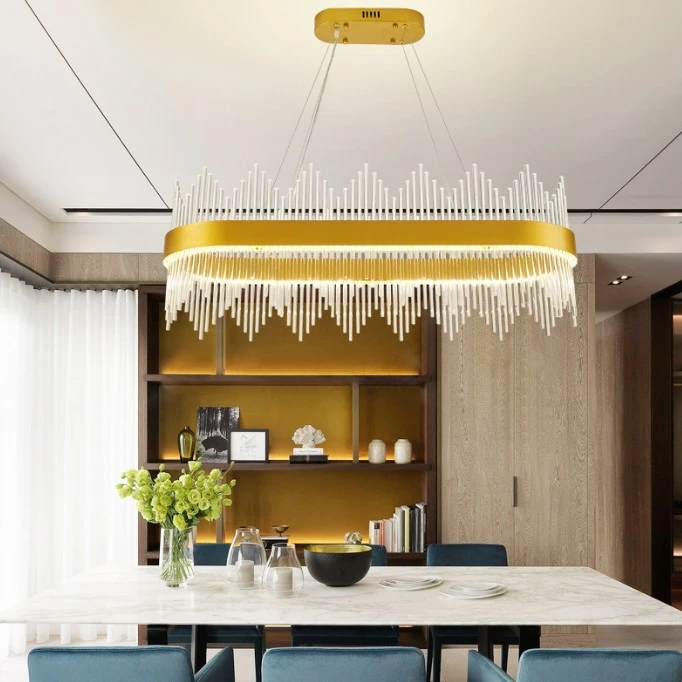 Decorative Indoor Modern Hanging Crystal Oval LED Pendant Light