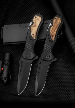 Dependable quality camping survival Full blade/half tooth knife folding knife