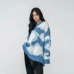 DiZNEW Womens Long sleeve knitted sweater ladies pullover sweater