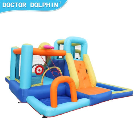 Doctor dolphin kids jumping house inflatable bouncer water slide commercial bouncy house inflatable slide