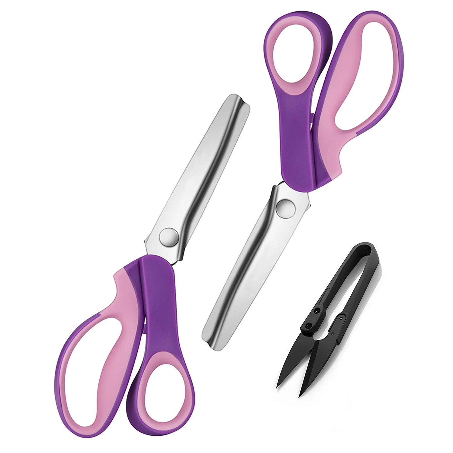 Double Color Rubber Handle Lace Fabric Tailor&#x27;s Scissors Stainless Steel Cutting Textile Craft  Scissors
