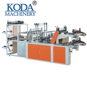 Double layer bag sealing cutting biodegradable plastic vest rolling bag making machine