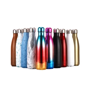 Double Wall Metal water bottles custom logo Vacuum Leak Proof Cola Shaped Sports Insulated Stainless Steel Water Bottle