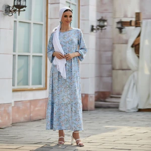 Dubai Turkey abaya muslim summer casual dress Islamic clothing