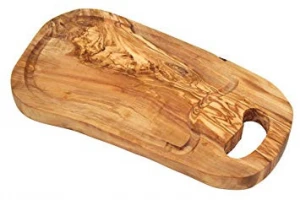Eco-friendly Natural Olive Wood (Handmade) Natural Shaped Cutting Board With Juice Groove and Hole