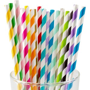 Eco friendly restaurant bar home outside disposable printed paper drinking straw