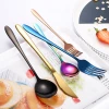Elaborately build stainless steel tableware set smooth surface color tableware set