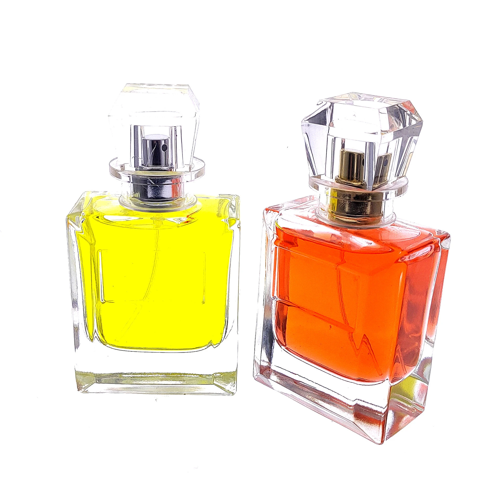 empty 50ml square crimp perfume bottle glass perfume spray bottle