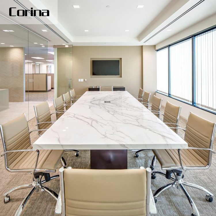 Factory custom luxury acrylic artificial stone 10 person conference table