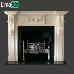 Factory direct supply cheap price beige limestone fireplace surround