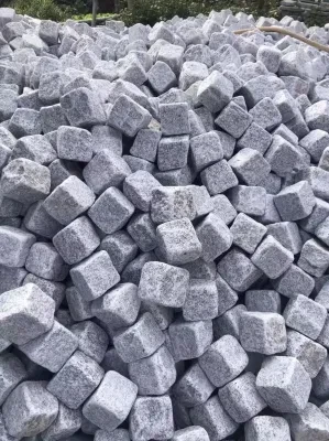 Factory Price Tumbled Grey Granite Black Basalt Cubic Cube Stone