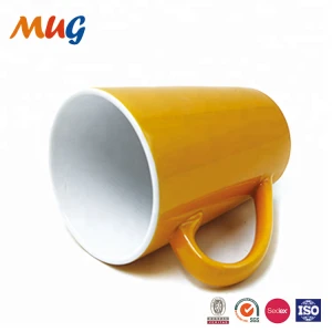 Factory supply funnel shape yellow glazed coffee pottery mug