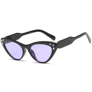 Factory Wholesale Fashion Cat Eye Design Insert Drill Women&#39;s Sunshade Sunglasses