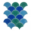 Fan shape blue ice cracked ceramic mosaic for swimming pool floor tiles