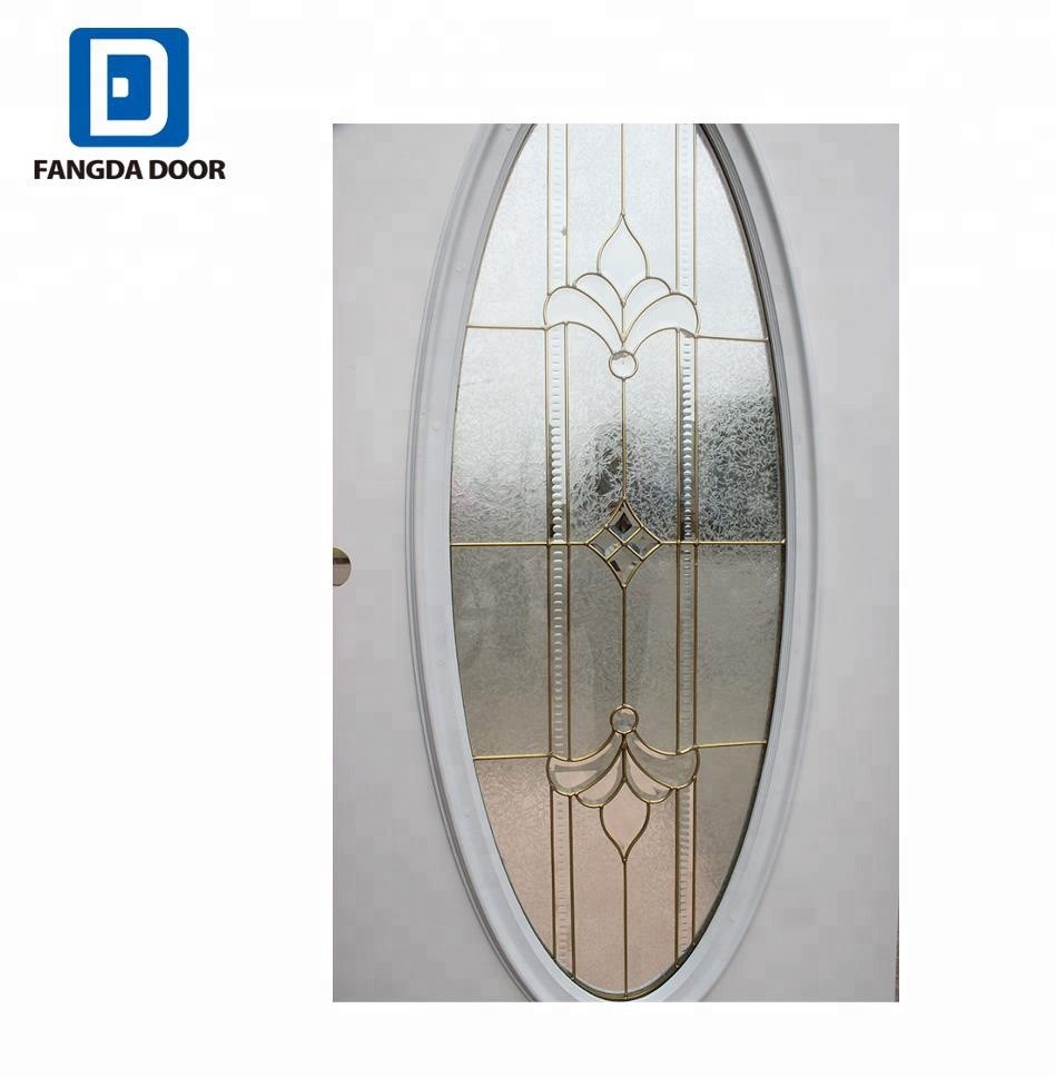 Fangda big oval glass inserts interior metal door slab