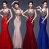 fashion 5 color elegant party V neck mermaid fish tail wedding lace evening dress