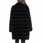 Fashion black women's winter wholesale stripped  rabbit faux fur  coat clothing