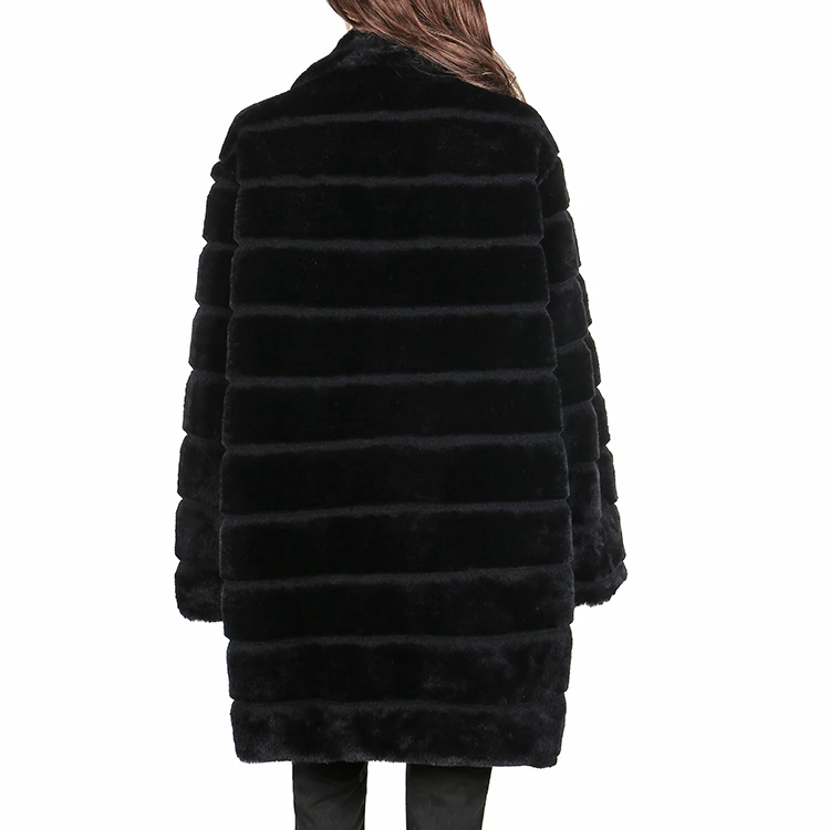 Fashion black women&#x27;s winter wholesale stripped  rabbit faux fur  coat clothing