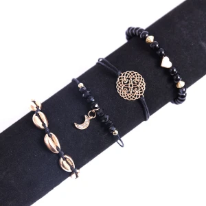 Fashion metal woven shell hollowed out carved hand decoration love personality boat anchor hand crescent Bracelet
